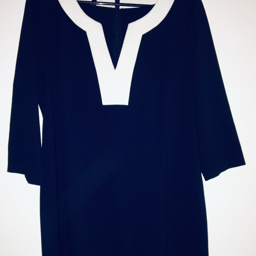 Talbots Navy Blue Dress w/ White Trim